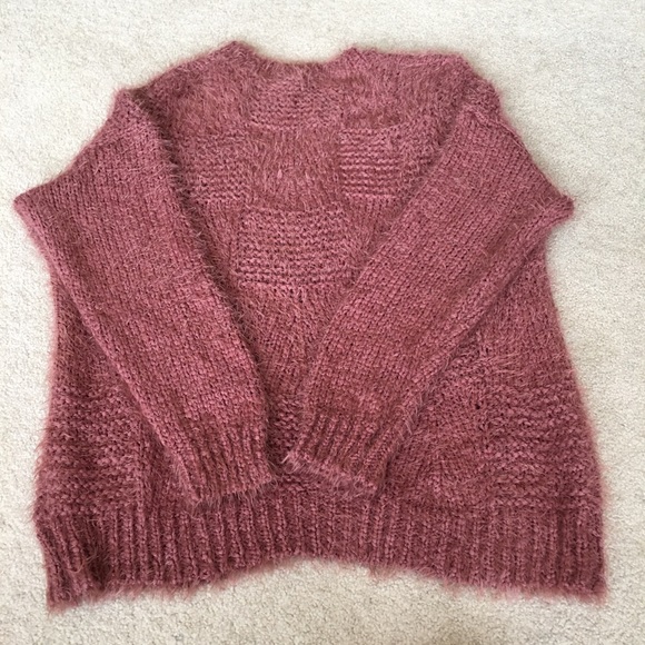 Easel Eyelash Patchwork Knit Rust Sweater-M/L - Picture 2 of 8